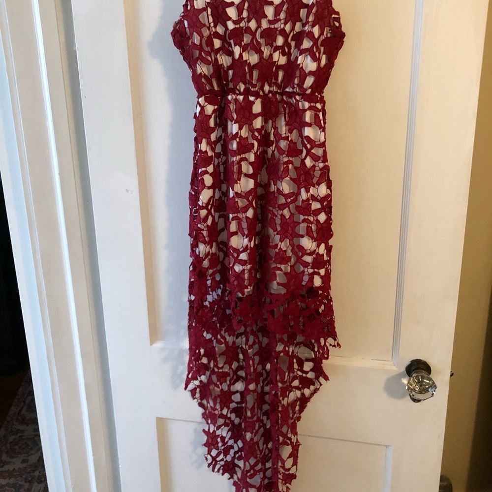 Red illusion dress